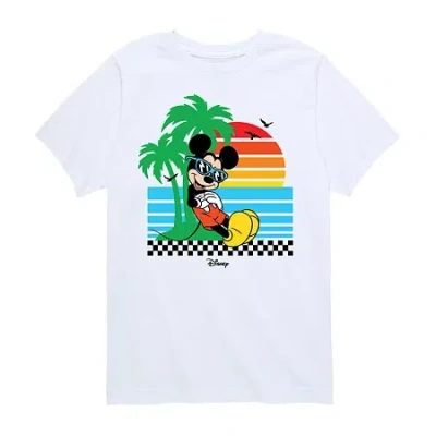 Disney Collection Little & Big Kid Boys Crew Neck Short Sleeve Regular Fit Mickey And Friends Mickey Mouse  In Blue