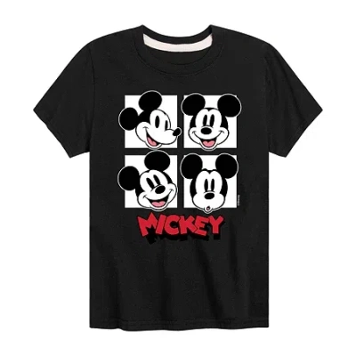 Disney Collection Little & Big Kid Boys Crew Neck Short Sleeve Regular Fit Mickey Mouse Graphic T-shirt In Black