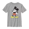 Disney Collection Little & Big Kid Boys Crew Neck Short Sleeve Regular Fit Mickey Mouse Graphic T-shirt In Gray
