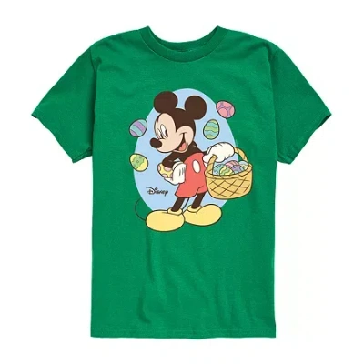 Disney Collection Little & Big Kid Boys Crew Neck Short Sleeve Regular Fit Mickey Mouse Graphic T-shirt In Black