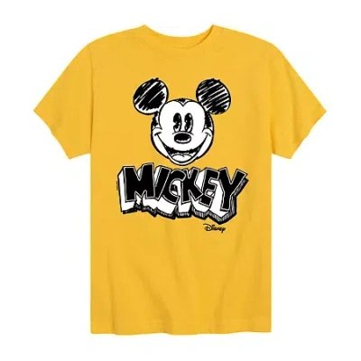 Disney Collection Little & Big Kid Boys Crew Neck Short Sleeve Regular Fit Mickey Mouse Graphic T-shirt In Black