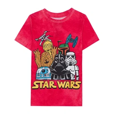 Disney Collection Little & Big Kid Boys Crew Neck Short Sleeve Regular Fit Star Wars Graphic T-shirt In Black
