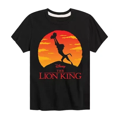 Disney Collection Little & Big Kid Boys Crew Neck Short Sleeve Regular Fit The Lion King Graphic T-shirt In Brown