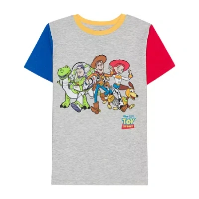 Disney Collection Little & Big Kid Boys Crew Neck Short Sleeve Regular Fit Toy Story Graphic T-shirt In Blue