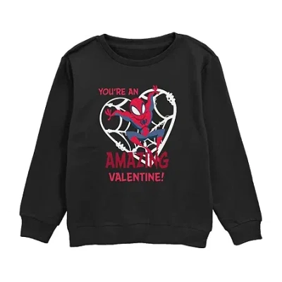Disney Collection Little & Big Kid Boys Crew Neck Short Sleeve Spiderman Graphic T-shirt In Gray