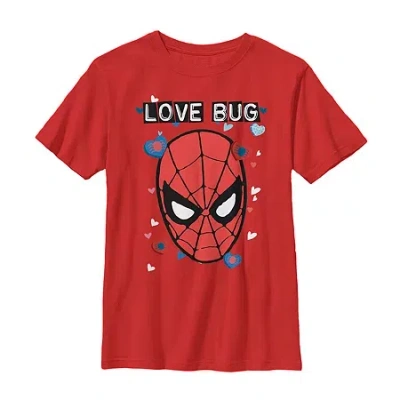 Disney Collection Little & Big Kid Boys Crew Neck Short Sleeve Spiderman Graphic T-shirt In Red