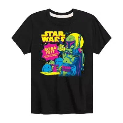 Disney Collection Little & Big Kid Boys Crew Neck Short Sleeve Star Wars Graphic T-shirt In Black