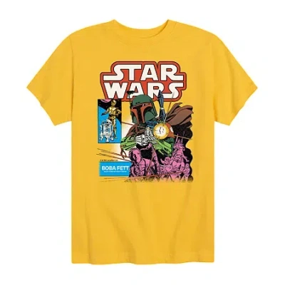 Disney Collection Little & Big Kid Boys Crew Neck Short Sleeve Star Wars Graphic T-shirt In Yellow