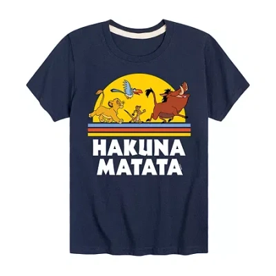 Disney Collection Little & Big Kid Boys Crew Neck Short Sleeve The Lion King Graphic T-shirt In Blue