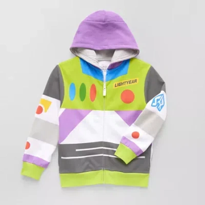 Disney Collection Little & Big Kid Boys Long Sleeve Buzz Lightyear Toy Story Fleece Zipper Hoodie In Multi