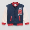 Disney Collection Little & Big Kid Boys Mickey Mouse Fleece Midweight Varsity Jacket In Blue
