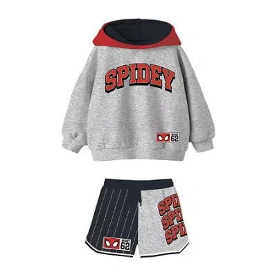 Disney Collection Little & Big Kid Boys Spiderman 2-pc. Short Set In Gray