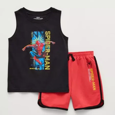Disney Collection Little & Big Kid Boys Spiderman 2-pc. Short Set In Black