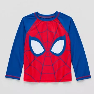 Disney Collection Little & Big Kid Boys Spiderman Rash Guard In Multi