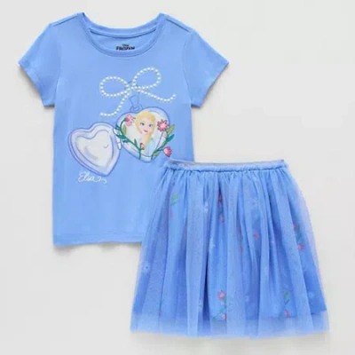Disney Collection Little & Big Kid Girls 2-pc. Elsa Skirt Set In Blue