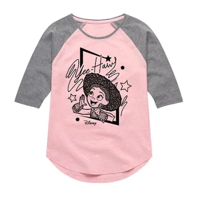 Disney Collection Little & Big Kid Girls Crew Neck 3/4 Sleeve Regular Fit Toy Story Graphic T-shirt In Pink