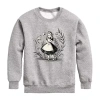 Disney Collection Little & Big Kid Girls Crew Neck Long Sleeve Alice In Wonderland Sweatshirt In Gray