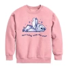Disney Collection Little & Big Kid Girls Crew Neck Long Sleeve Lilo & Stitch Sweatshirt In Pink