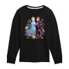 Disney Collection Little & Big Kid Girls Crew Neck Long Sleeve Regular Fit Frozen Graphic T-shirt In Black