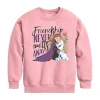 Disney Collection Little & Big Kid Girls Crew Neck Long Sleeve Regular Fit Frozen Graphic T-shirt In Pink