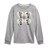 Disney Collection Little & Big Kid Girls Crew Neck Long Sleeve Regular Fit Minnie Mouse Graphic T-shirt In Gray