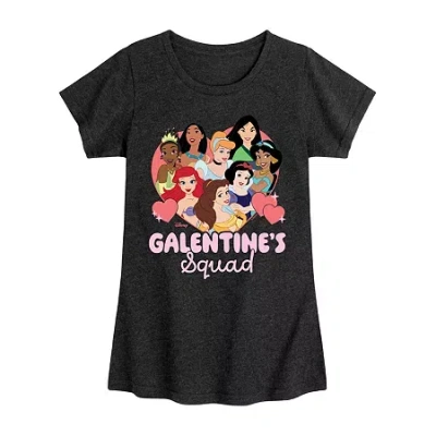 Disney Collection Little & Big Kid Girls Crew Neck Short Sleeve Cinderella Graphic T-shirt In Black