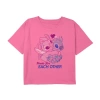 Disney Collection Little & Big Kid Girls Crew Neck Short Sleeve Lilo & Stitch Graphic T-shirt In Pink