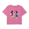 Disney Collection Little & Big Kid Girls Crew Neck Short Sleeve Mickey Mouse Minnie Mouse Graphic T-shirt In Pink