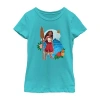 Disney Collection Little & Big Kid Girls Crew Neck Short Sleeve Moana Graphic T-shirt In Blue