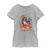 Disney Collection Little & Big Kid Girls Crew Neck Short Sleeve Moana Graphic T-shirt In Gray