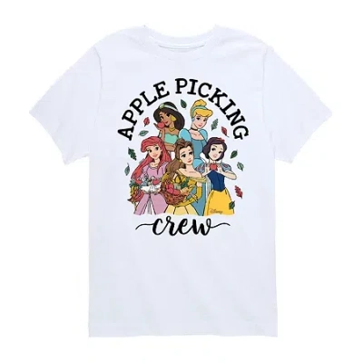 Disney Collection Little & Big Kid Girls Crew Neck Short Sleeve Princess Graphic T-shirt In White