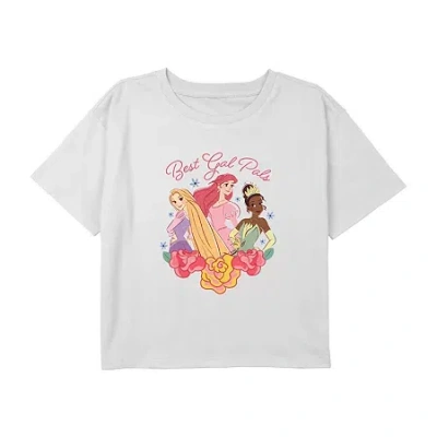 Disney Collection Little & Big Kid Girls Crew Neck Short Sleeve Princess Graphic T-shirt In White