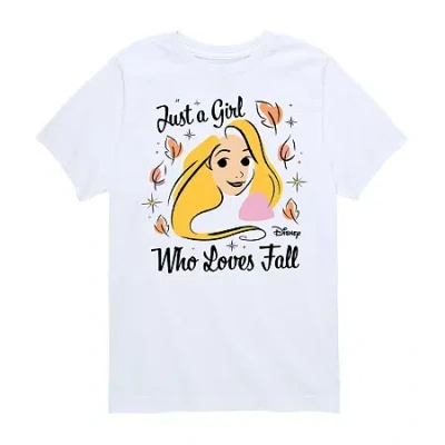 Disney Collection Little & Big Kid Girls Crew Neck Short Sleeve Rapunzel Graphic T-shirt In White