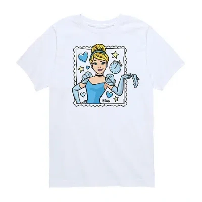 Disney Collection Little & Big Kid Girls Crew Neck Short Sleeve Regular Fit Cinderella Princess Graphic T-s In White
