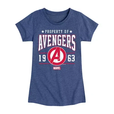 Disney Collection Little & Big Kid Girls Crew Neck Short Sleeve Regular Fit Graphic T-shirt In Blue