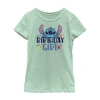 Disney Collection Little & Big Kid Girls Crew Neck Short Sleeve Regular Fit Lilo & Stitch Graphic T-shirt In Green