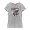 Disney Collection Little & Big Kid Girls Crew Neck Short Sleeve Regular Fit Marvel Spiderman Graphic T-shir In Silver