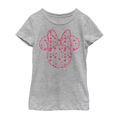 Disney Collection Little & Big Kid Girls Crew Neck Short Sleeve Regular Fit Mickey And Friends Mickey Mouse In Gray
