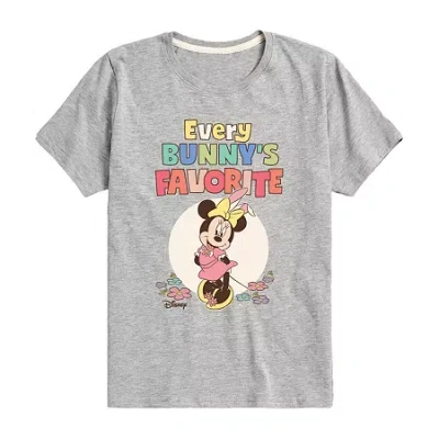 Disney Collection Little & Big Kid Girls Crew Neck Short Sleeve Regular Fit Minnie Mouse Graphic T-shirt In Multi
