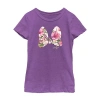 Disney Collection Little & Big Kid Girls Crew Neck Short Sleeve Regular Fit Minnie Mouse Graphic T-shirt In Purple