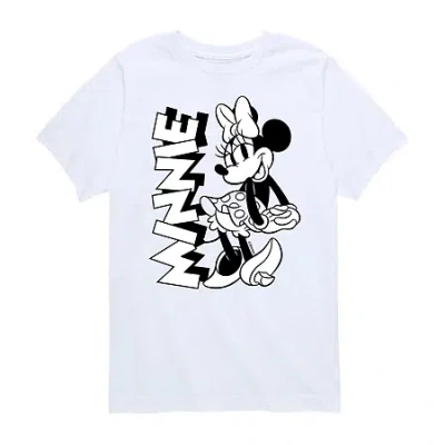 Disney Collection Little & Big Kid Girls Crew Neck Short Sleeve Regular Fit Minnie Mouse Graphic T-shirt In White