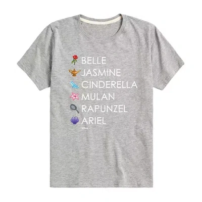 Disney Collection Little & Big Kid Girls Crew Neck Short Sleeve Regular Fit Princess Graphic T-shirt In Silver