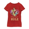 Disney Collection Little & Big Kid Girls Crew Neck Short Sleeve Regular Fit Princess Graphic T-shirt In Red