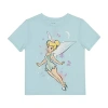 Disney Collection Little & Big Kid Girls Crew Neck Short Sleeve Regular Fit Tinker Bell Graphic T-shirt In Blue