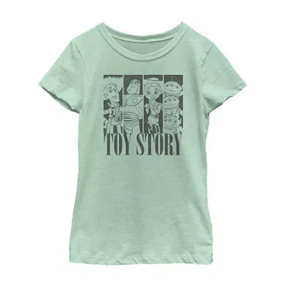 Disney Collection Little & Big Kid Girls Crew Neck Short Sleeve Regular Fit Toy Story Graphic T-shirt In Green