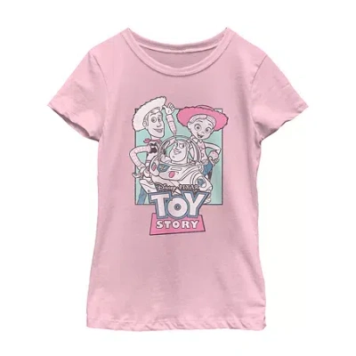 Disney Collection Little & Big Kid Girls Crew Neck Short Sleeve Regular Fit Toy Story Graphic T-shirt In Pink