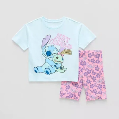 Disney Collection Little & Big Kid Girls Lilo & Stitch 2-pc. Short Set In Multi