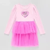 Disney Collection Little & Big Kid Girls Long Sleeve Minnie Mouse Tutu Dress In Pink
