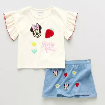 Disney Collection Little & Big Kid Girls Minnie Mouse Skort Set In Multi