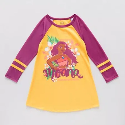 Disney Collection Little & Big Kid Girls Moana Crew Neck Long Sleeve Nightshirt In Multi